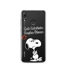 Snoopy Tasarımlı Süper Şeffaf Silikon Telefon Kılıfı Huawei Y7 2019
