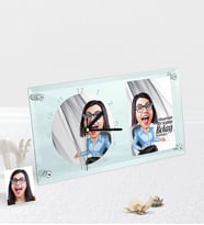 BK Gift Kişiye Özel Bayan Kolay Yetişmiyor Karikatürlü Masaüstü Cam Saat - 2 (Beyaz)