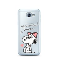 Snoopy Tasarımlı Süper Şeffaf Silikon Telefon Kılıfı Samsung A8 (2016)  