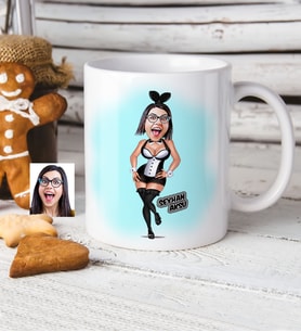 BK Gift Kişiye Özel Tavşan Kız Karikatür Beyaz Kupa Bardak