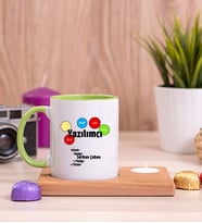 Yazılımcı Ahşap Altlıklı Mumlu Yeşil Kupa Bardak