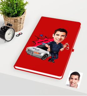 BK Gift Kişiye Özel Bay Trafik Polisi Karikatürlü Kırmızı Defter - 1