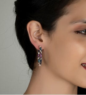 Gümüş Zirkon Taşlı Abiye Günlük Stil Tasarım Küpe (Rose)