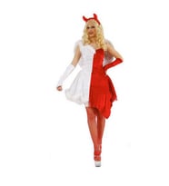 Melek Şeytan Halloween Kıyafeti Yetişkin Kadın (Beyaz)