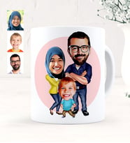 BK Gift Kişiye Özel Aile Karikatürlü Beyaz Kupa Bardak - 1