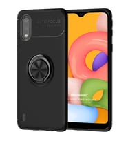 Microsonic Samsung Galaxy A01 Kılıf Kickstand Ring Holder Siyah