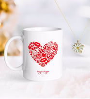 BK Gift Kişiye Özel Sevgililer Günü Kupa ve Çift İsimli Papatya Kolye-49 (Model 1)