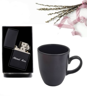Kişiye Özel Zippo Metal Çakmak & Kupa Premium Hediye Seti