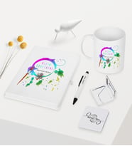 BK Gift Kişiye Özel Resim Öğretmeni Temalı Beyaz Defter Kalem Kupa Ayna Seti - 4