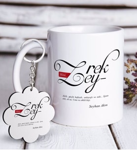 BK Gift Kişiye Özel Mânâ Zeyrek Beyaz Kupa ve Anahtarlık Hediye Seti (Model 1)