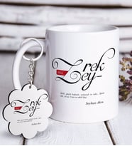 BK Gift Kişiye Özel Mânâ Zeyrek Beyaz Kupa ve Anahtarlık Hediye Seti (Model 1)