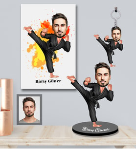 Kişiye Özel Sporcu Karikatürlü 3 lü Hediye Seti Bay-5