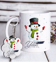 BK Gift Kişiye Özel Yılbaşı Mutlu Yıllar Beyaz Kupa ve Anahtarlık Hediye Seti-16 (Model 1)