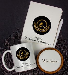 Kişiye Özel Hakime Tasarım Defter Kalem Kupa Ve Bardak Altlığı Hediye Seti 81409