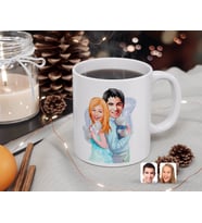 BK Gift Kişiye Özel Sevgililer Karikatürlü Beyaz Kupa Bardak-87