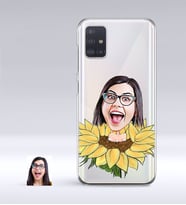 BK Gift Kişiye Özel Bayan Karikatürlü Samsung Galaxy A51 İnce Şeffaf Silikon Telefon Kapağı-47 (Beyaz)