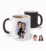 BK Gift Kişiye Özel Sevgililer Karikatürlü Sihirli Kupa Bardak-6 (Beyaz)