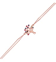 Roze Rengi Hayat Ağacı Gümüş Bileklik
