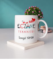 Mesajlı Eczane Teknikeri Kupa Bardak ve Taş Bardak Altlığı Hediye Seti