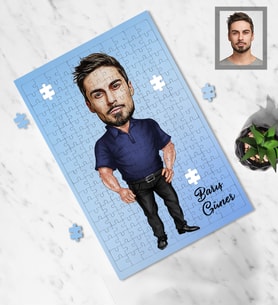 Kişiye Özel Erkek Karikatürlü A3 130 Parça Puzzle Model-7