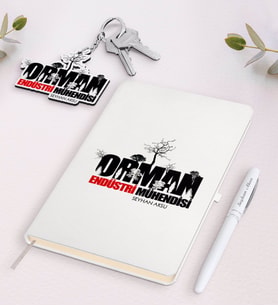 BK Gift Kişiye Özel Orman Endüstri Mühendisi Beyaz Defter Kalem Ve Anahtarlık Hediye Seti (Model 1)
