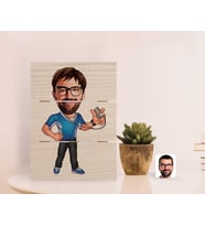 BK Gift Kişiye Özel Erkek Antrenör Karikatürlü Otantik Masaüstü Ahşap Palet Çerçeve-1 (Beyaz)