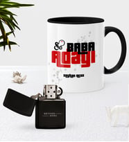 BK Gift Kişiye Özel Baba Adayı Siyah Kupa Bardak Benzinli Metal Çakmak Seti-3 (Model 1)