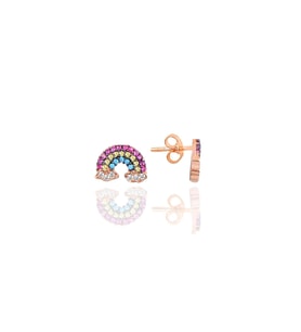 Söğütlü Silver Gümüş rose gökkuşağı küpe