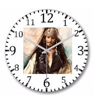 Jack Sparrow  Duvar Saati Bombeli Gercek Cam