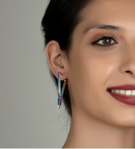 Gümüş Zirkon Taşlı Abiye Günlük Stil Tasarım Küpe (Rose)