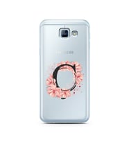 Pembe Çiçekli Harf Tasarım Süper Şeffaf Silikon Telefon Kılıfı Samsung A8 (2016)