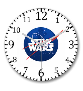 Star Wars Nasa Logo Duvar Saati Bombeli Gercek Cam