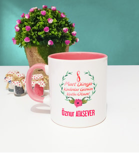 8 Mart Dünya Kadınlar Günü Tasarımlı Kadınlar Günü Kupa Bardak Pembe