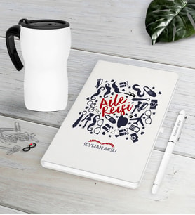 BK Gift Kişiye Özel Aile Reisi Beyaz Defter Kalem Termos Mug Seti (Model 1)