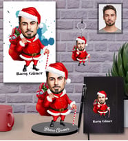 Kişiye Özel Yılbaşı Erkek Karikatürlü 5 li Hediye Seti Model-1