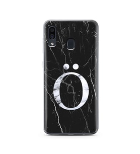 Samsung A30 Siyah Mermer Harf Tasarımlı Telefon Kılıfı Ö-Harfi 