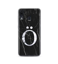 Samsung A30 Siyah Mermer Harf Tasarımlı Telefon Kılıfı Ö-Harfi 