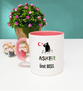 Asker Tasarımlı Kişiye Özel Asker Kupa Bardak Pembe