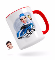 BK Gift Kişiye Özel Erkek Rallici Karikatürlü Kırmızı Kupa Bardak-1