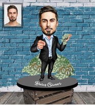Kişiye Özel Patron Karikatürlü Ahşap Biblo Bay-21