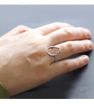 Zirkon Taşlı Damla Model Sarı Mineli Çiçek Tasarım Gold 925 Ayar Gümüş Bayan Yüzük (Çok Renkli)