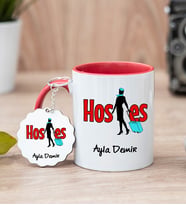 Hostes Kırmızı Kupa Bardak Ve Anahtarlık Set
