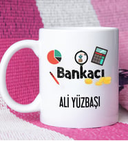Bankacı Tasarımlı Kişiye Özel Hediye Bankacı Kupa Bardak