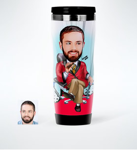 BK Gift Kişiye Özel Bay Patron Karikatürlü Çelik Termos Bardak  2