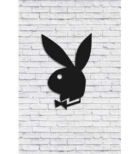 CajuArt Dekoratif Playboy Tavşan Figürü 30 cm Ahşap Tablo Dekor (Siyah)