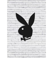 CajuArt Dekoratif Playboy Tavşan Figürü 30 cm Ahşap Tablo Dekor (Siyah)