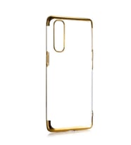 Oppo Reno 3 Pro Kılıf Zore Dört Köşeli Lazer Silikon Kılıf (Gold)