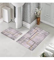 Banyo Halısı Ikili Klozet Takımı Kaymaz Tabanlı (60 xm x 100 cm + 40 cm x 60 cm) 