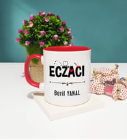 Eczacı Tasarımlı Kişiye Özel Eczacı Kupa Bardak Kırmızı