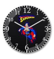 Superman Duvar Saati Bombeli Gercek Cam